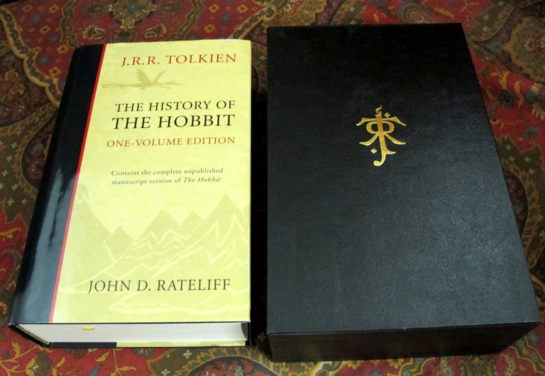 Item #1548 Custom Leather Slipcase for the 1 Volume History of the Hobbit. J. R. R. Tolkien