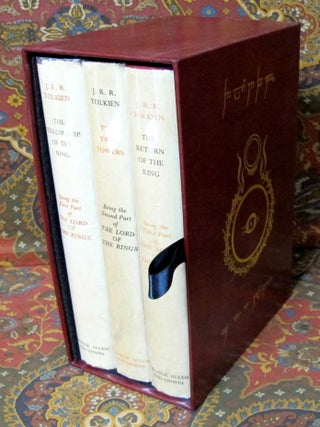 The Lord of the Rings, 1st UK Edition with Dustjackets and Custom Leather Slipcase. J. R R. Tolkien.