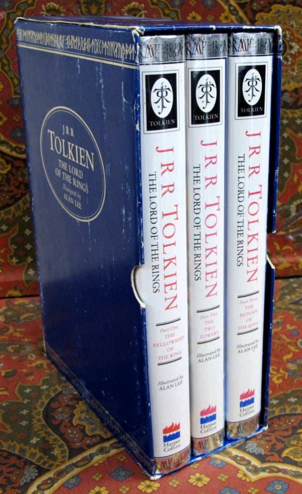 Item #2591 The Lord of the Rings, 1992 UK Three Volume Set, with Publishers Blue Slipcase. J. R....