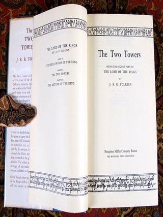 The Lord of the Rings, 1st US Edition, Early Printngs with Dustjackets, Variant Cloth, and Custom Leather Slipcase.