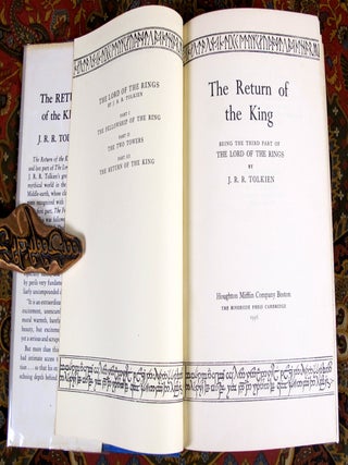 The Lord of the Rings, 1st US Edition, Early Printngs with Dustjackets, Variant Cloth, and Custom Leather Slipcase.