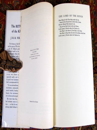 The Lord of the Rings, 1st US Edition, Early Printngs with Dustjackets, Variant Cloth, and Custom Leather Slipcase.
