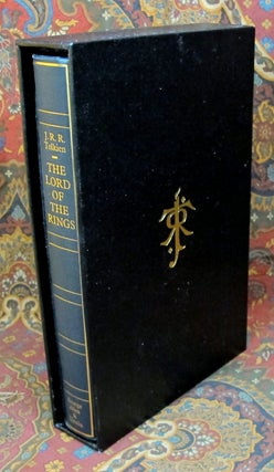 Custom Slipcase for The Allen & Unwin De Luxe 1 Volume Lord of the Rings, India Paper Edition, or The Hobbit De Luxe Edition, Black Leather Covered, Felt Lined