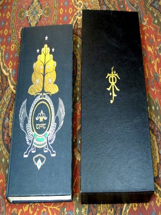 Custom Slipcase for The Allen & Unwin De Luxe 1 Volume Lord of the Rings, India Paper Edition, or The Hobbit De Luxe Edition, Black Leather Covered, Felt Lined