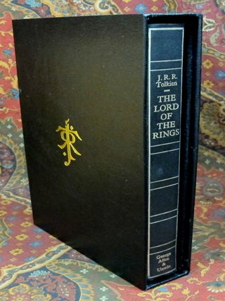Custom Slipcase for The Allen & Unwin De Luxe 1 Volume Lord of the Rings, India Paper Edition, or The Hobbit De Luxe Edition, Black Leather Covered, Felt Lined