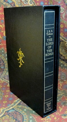 Custom Slipcase for The Allen & Unwin De Luxe 1 Volume Lord of the Rings, India Paper Edition, or The Hobbit De Luxe Edition, Black Leather Covered, Felt Lined