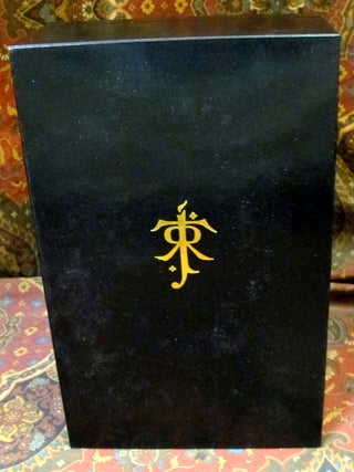 Custom Slipcase for The Allen & Unwin De Luxe 1 Volume Lord of the Rings, India Paper Edition, or The Hobbit De Luxe Edition, Black Leather Covered, Felt Lined